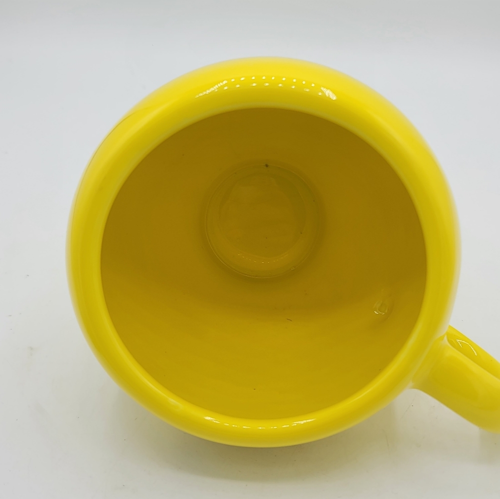 Teleflora Smiley Face Yellow Mug Bowl Oversized 4" Ceramic Cup Pedestal Base Vtg - Picture 5 of 7